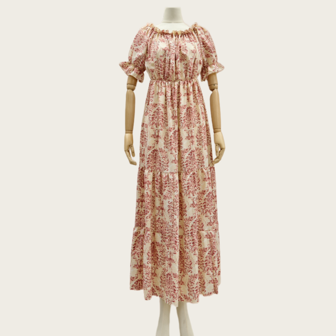 2024 Summer New Women's One-Shoulder Casual Dress Short-Sleeved Green Printing Breathable Large Size Dress
