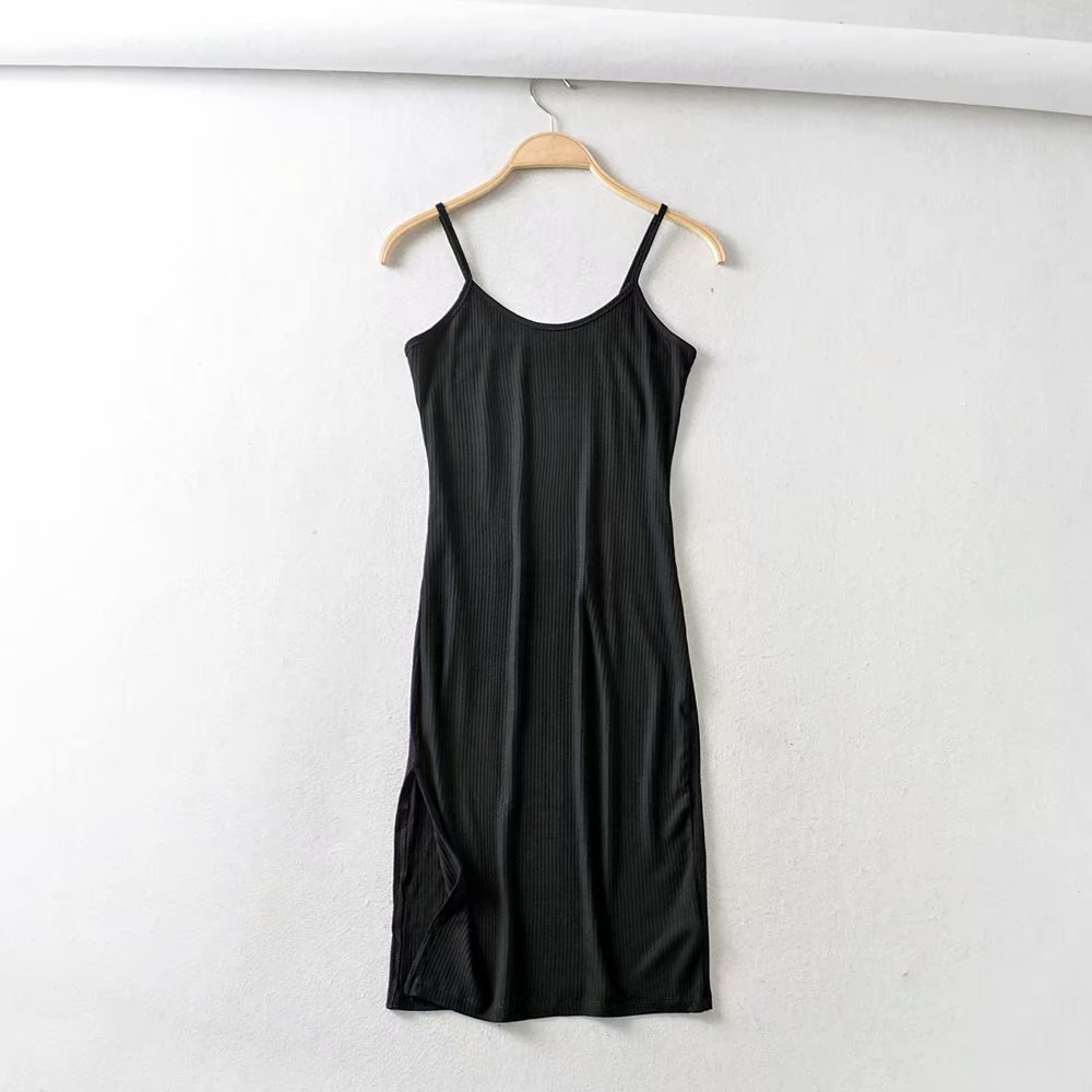 2022 New Arrival Plain Knitted Body Con Dress Beach Suspender Maxi Dresses Casual Dresses Women Summer
