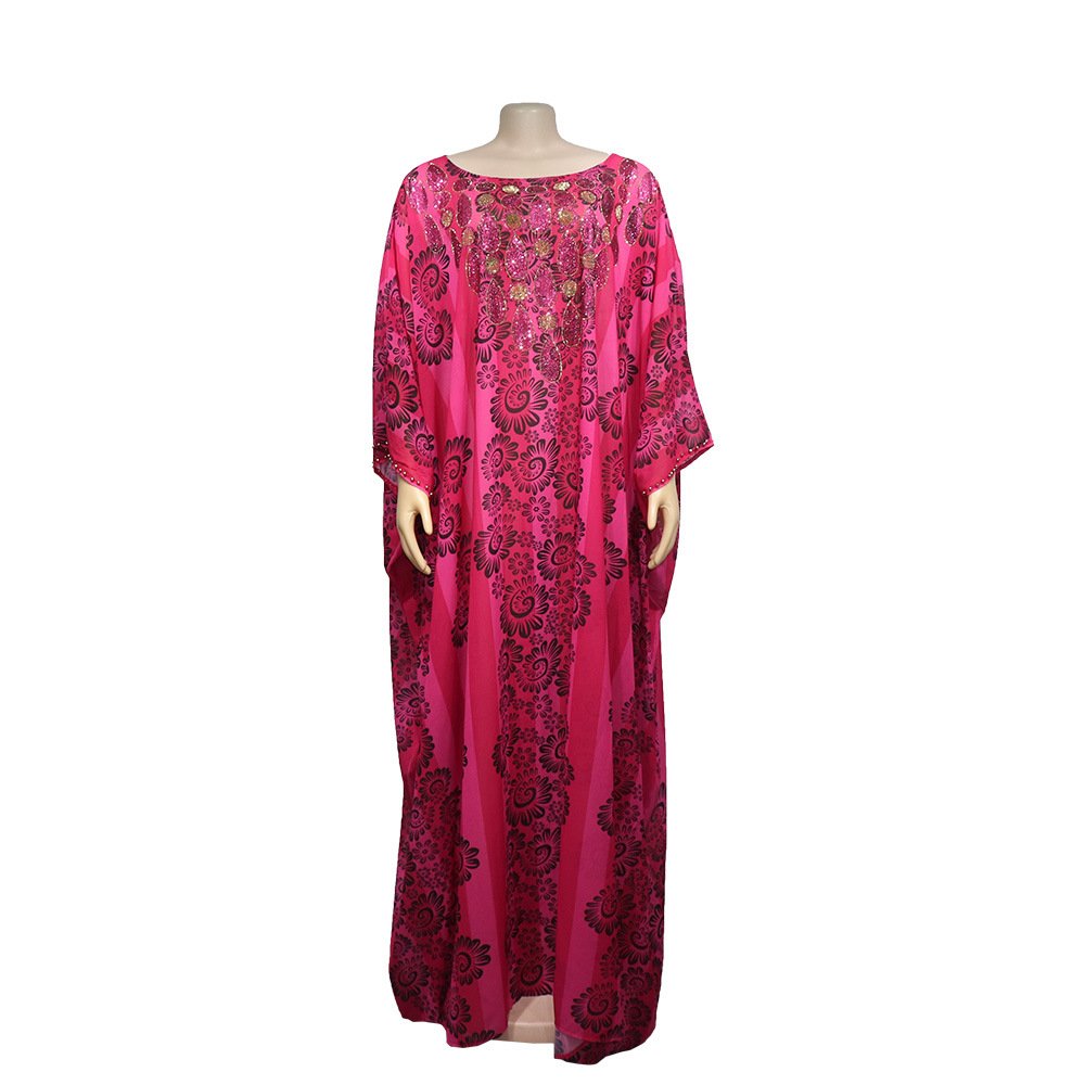 African dress batwing sleeve beading long dress rhinestone elegant style Africa dress