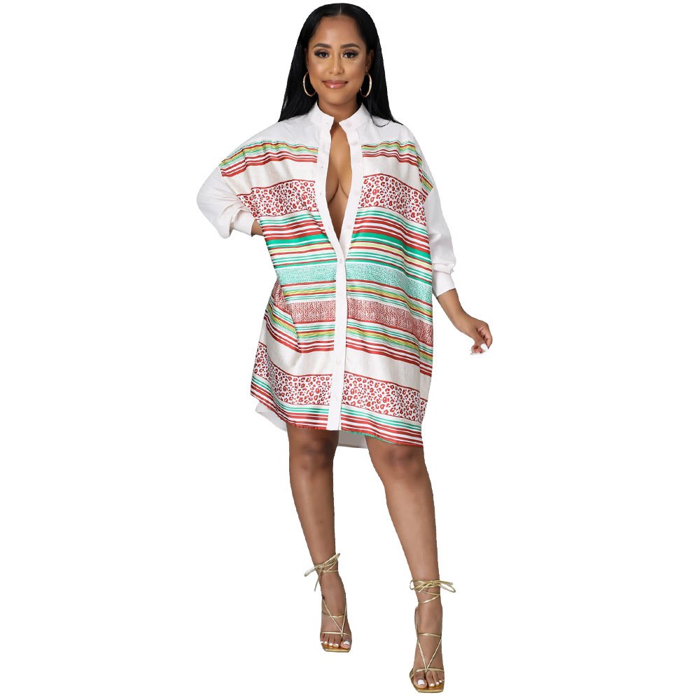 2021 New Arrivals Plus Size Fall Autumn Stylish Casual Dress Sexy Long Sleeve Blouse Dresses Women Clothes Girls' Clothing