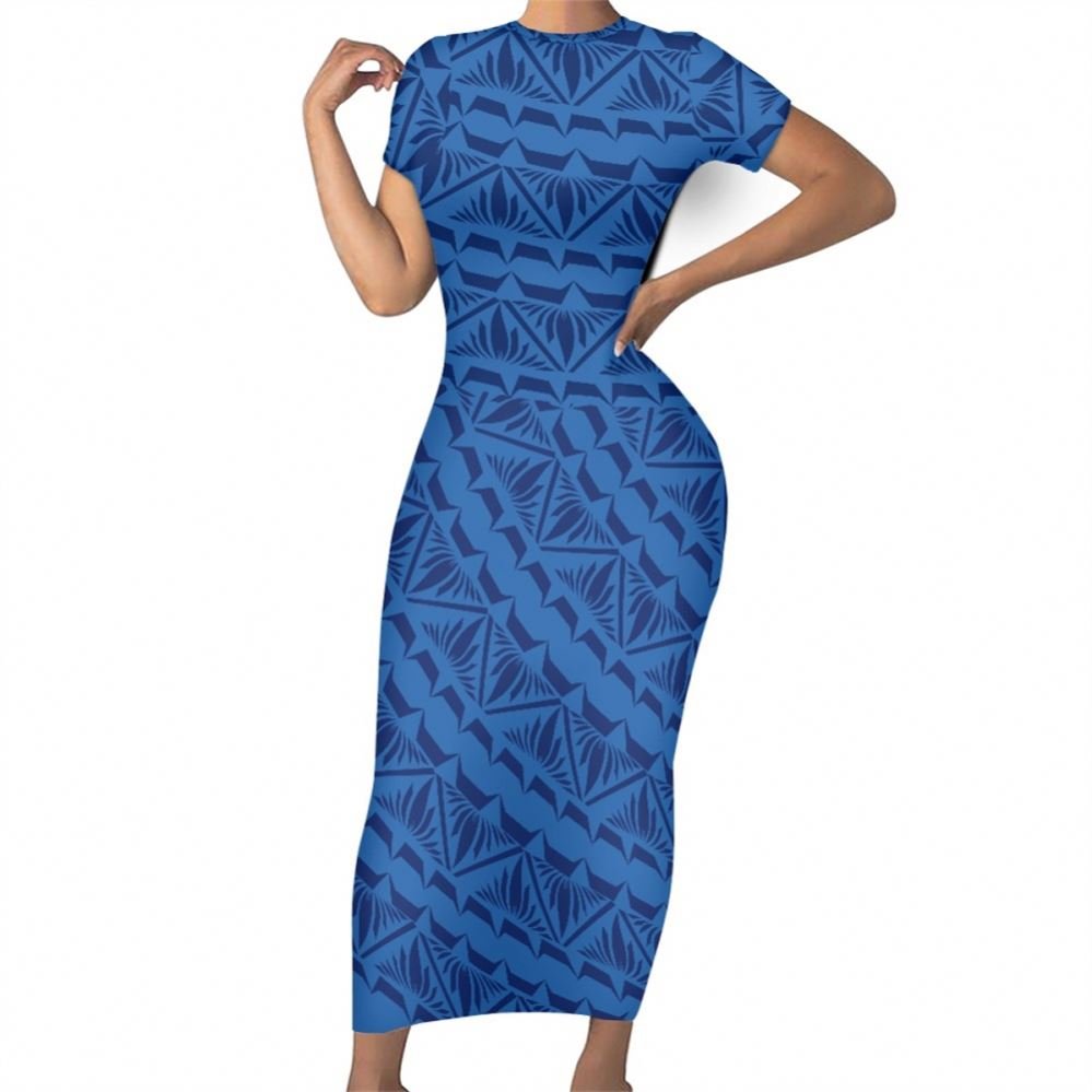 Polynesian Clothing Brown Tapa Masi Cloth Floral Samoan Fabric Tribal All Over Printed Customized Short Sleeve Bodycon Dress