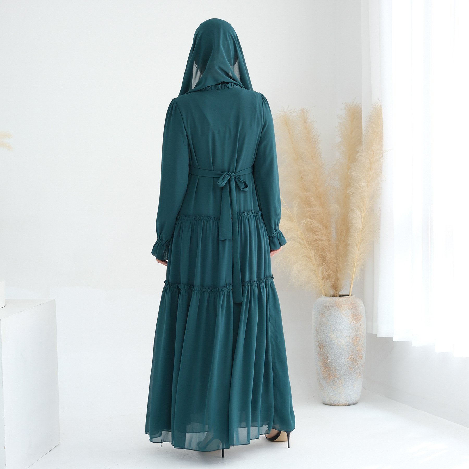 Yibaoli Manufacturer Top Quality 6 Colors Abaya Chiffon Fabric Turkey 2024 Modest Casual Muslim Dress