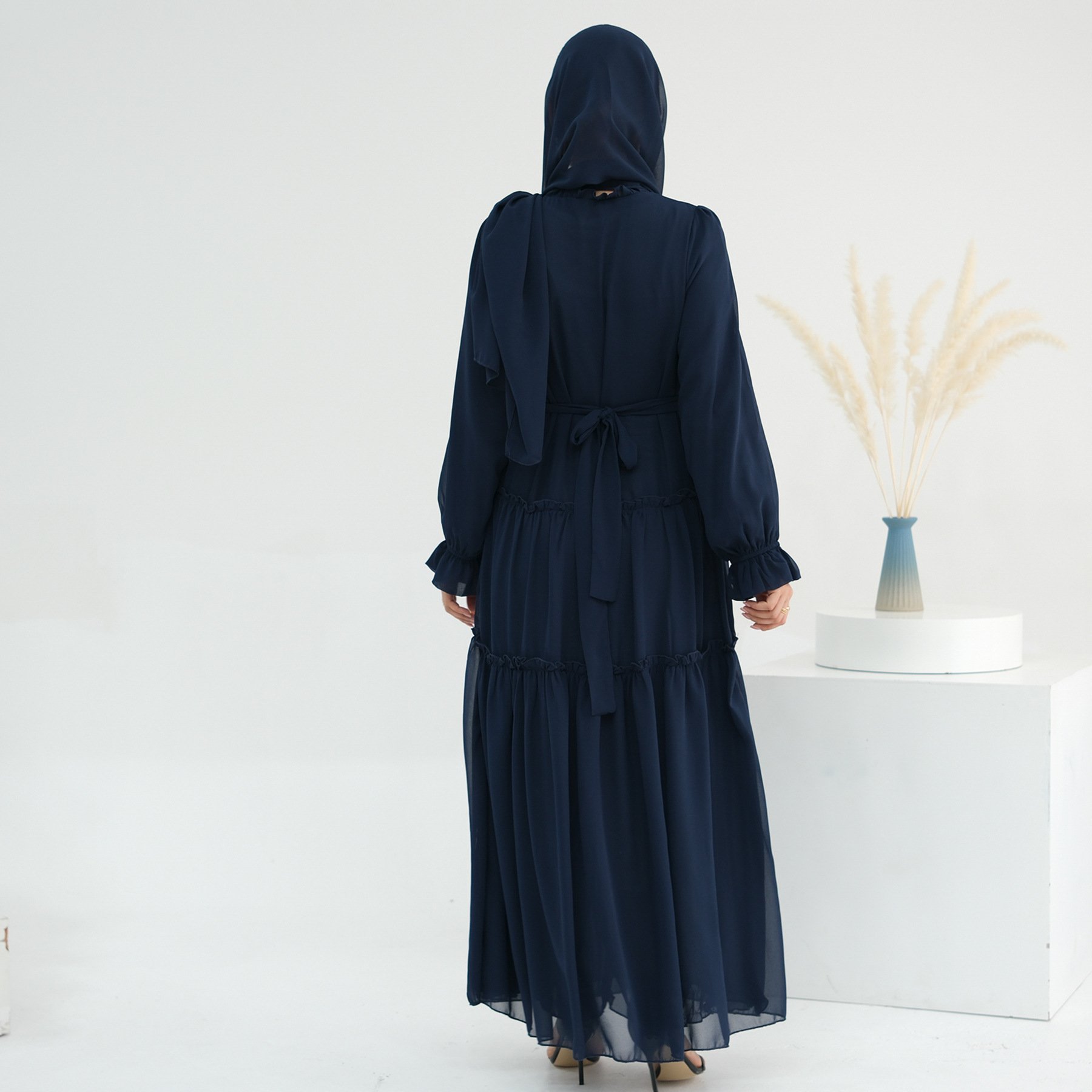 Yibaoli Manufacturer Top Quality 6 Colors Abaya Chiffon Fabric Turkey 2024 Modest Casual Muslim Dress