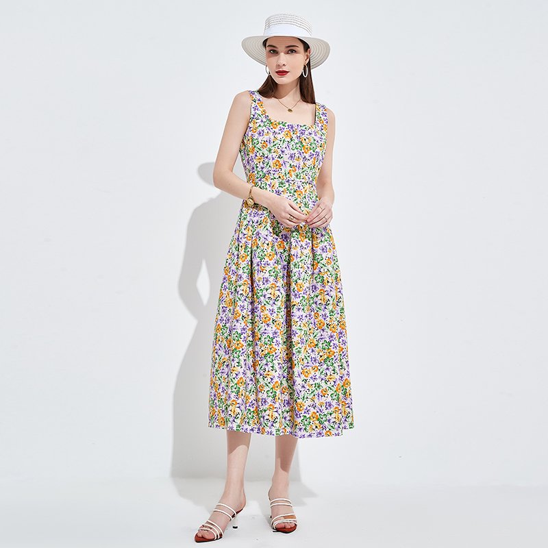 Custom French vintage floral skirt Gentle wind ins tea break skirt rouje dress Cherry print one-piece wrap dress