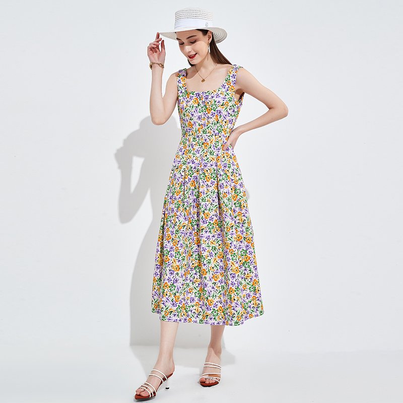 Custom French vintage floral skirt Gentle wind ins tea break skirt rouje dress Cherry print one-piece wrap dress