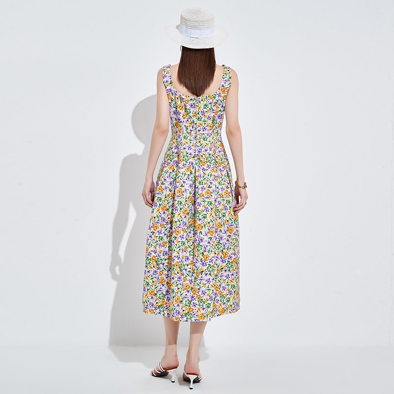 Custom French vintage floral skirt Gentle wind ins tea break skirt rouje dress Cherry print one-piece wrap dress