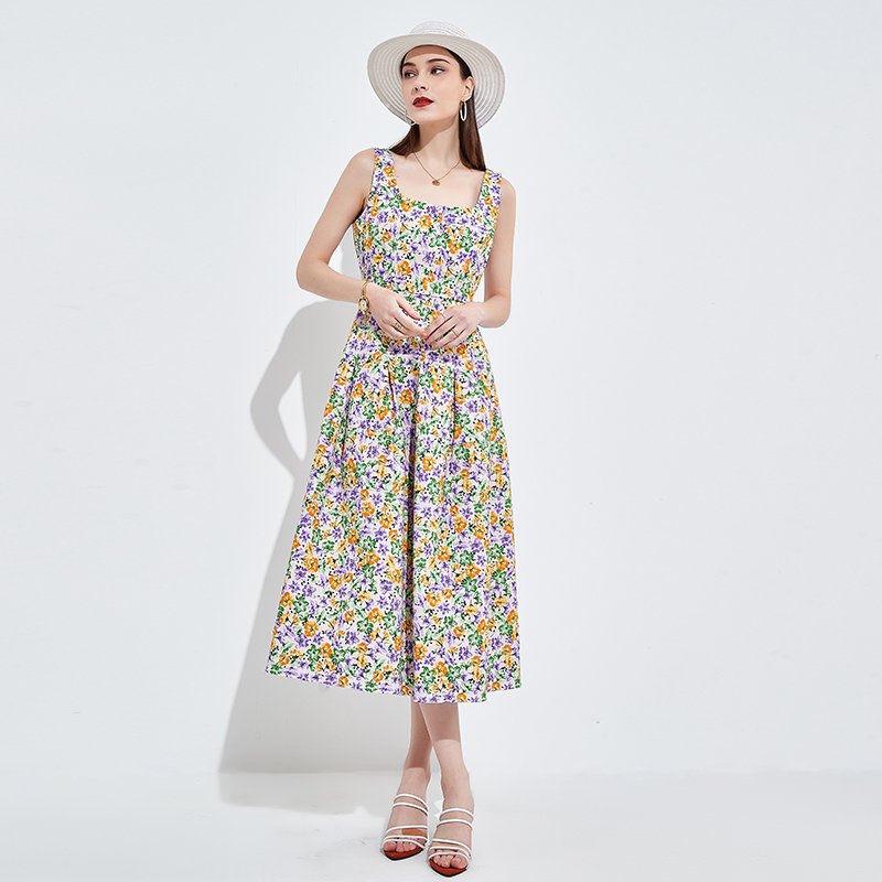 Custom French vintage floral skirt Gentle wind ins tea break skirt rouje dress Cherry print one-piece wrap dress
