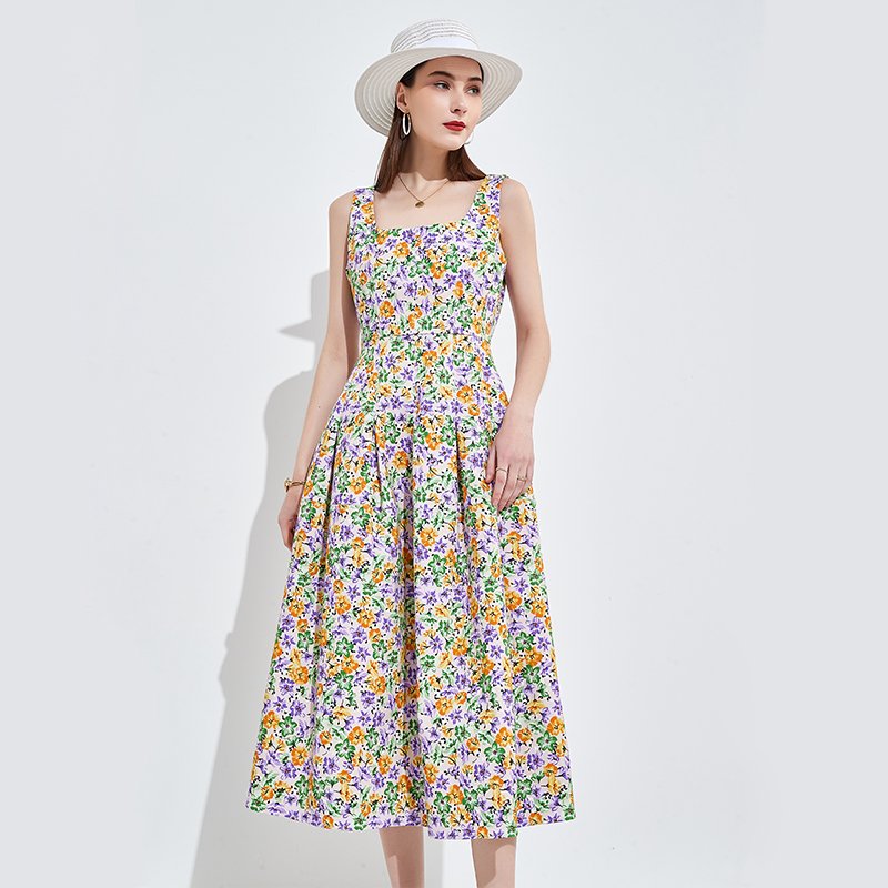 Custom French vintage floral skirt Gentle wind ins tea break skirt rouje dress Cherry print one-piece wrap dress