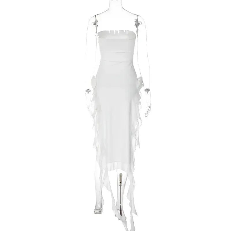 2022 New Sleeveless Slit Floral Elegant Midi Women'S Dresses Party Club Wedding Lady Evening Dresses