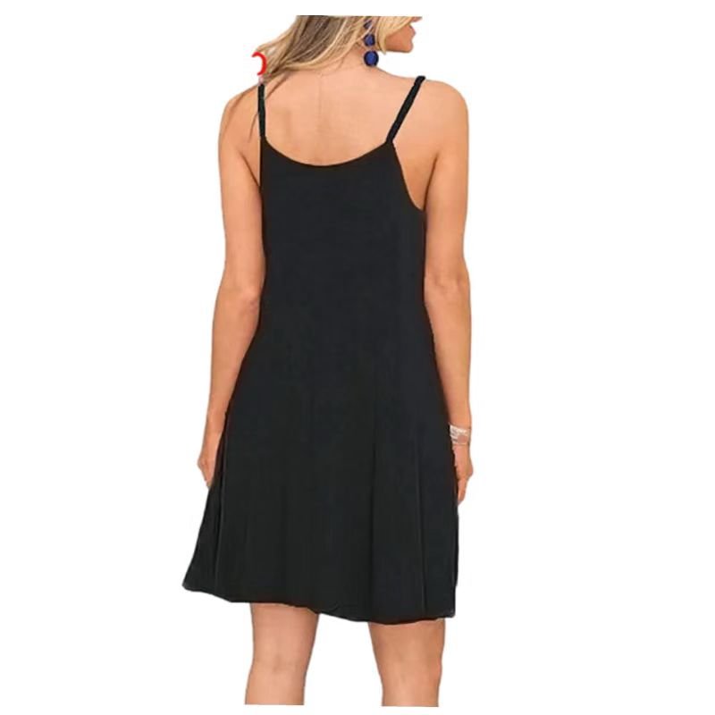 New Casual Dress A-line Skirt Bohemian SunDress V Neck Loose Cotton Linen Sleeveless Skirt Spaghetti Straps Ruffles Beach Dress