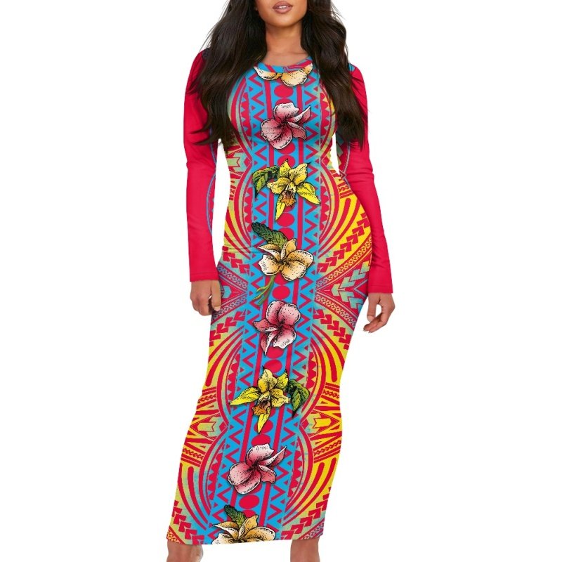 dresses women casual Women's Elegant New Floor-length Long sleeve High-waisted Slim-fit Dress