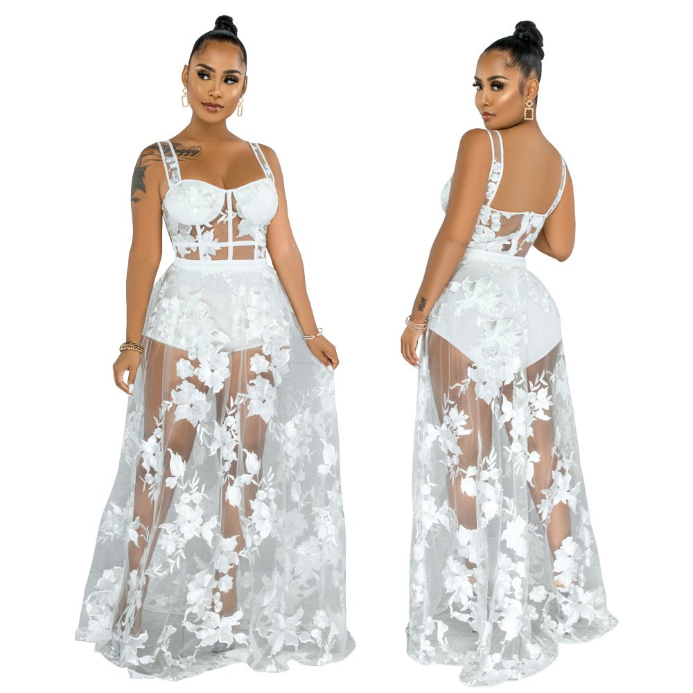 High quality Ladies casual clothes sexy see through lace bodycon fishtail dress women's wear