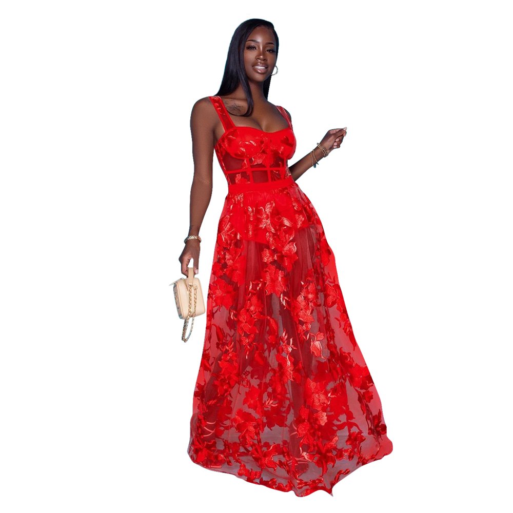 High quality Ladies casual clothes sexy see through lace bodycon fishtail dress women's wear
