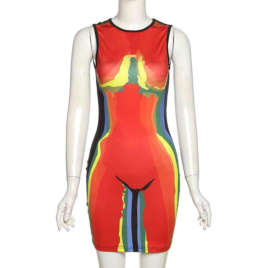 MINMIN Fashion Party High Street Women's tight dress Sleeveless High Waist Body-shaping Skirt