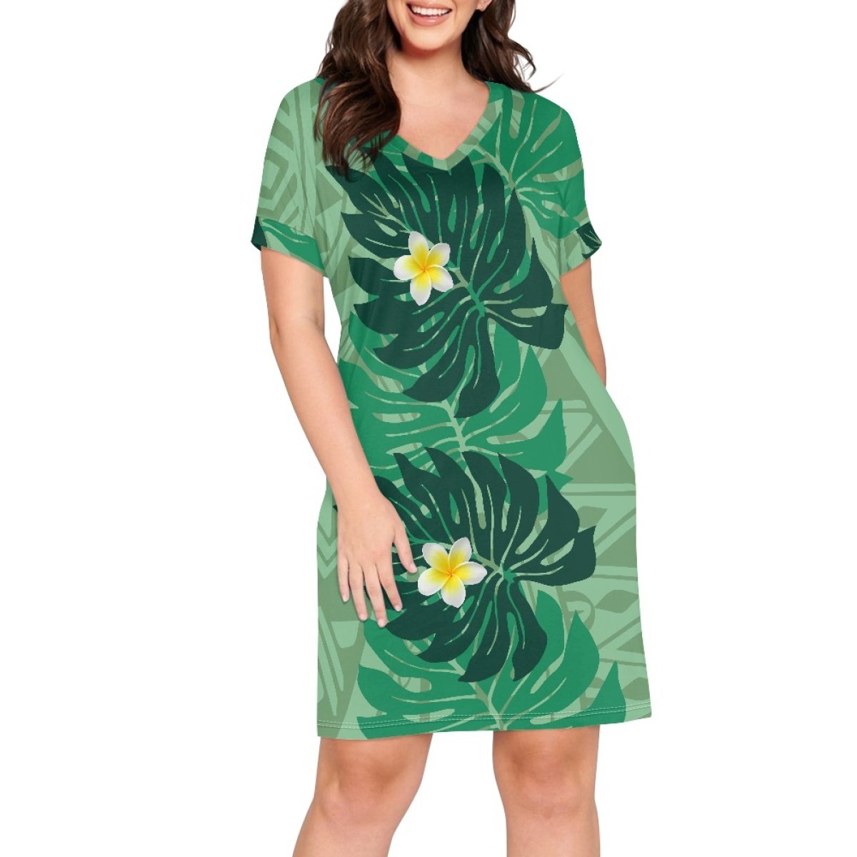 Wholesale High Quality Summer Women's Casual Dresses Print On Demand Custom Kianadress Ladies Short Sleeve V Neck Dress