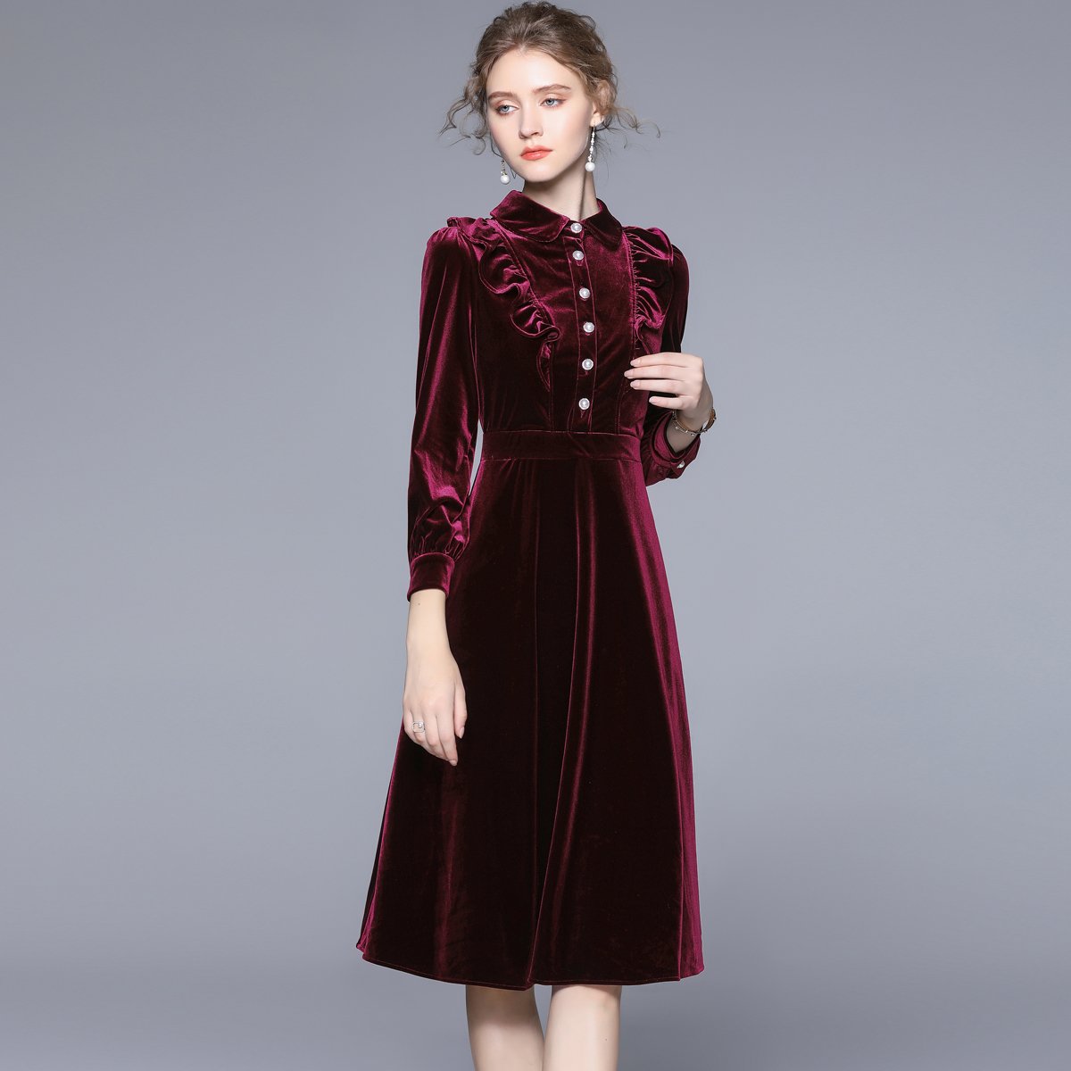 New Women's Slim Celebrity Evening Dress Velvet HL8992098