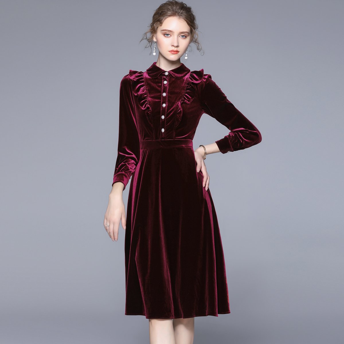 New Women's Slim Celebrity Evening Dress Velvet HL8992098