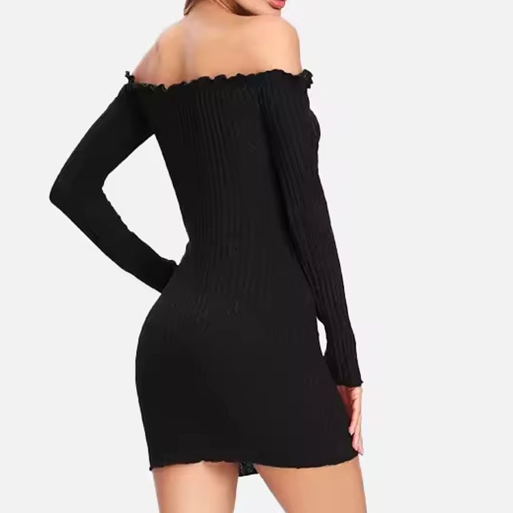 Wholesale Custom Tight Stretch Casual Dress Long Sleeve Off Shoulder Sexy women Dress Fashion Mini clothes women