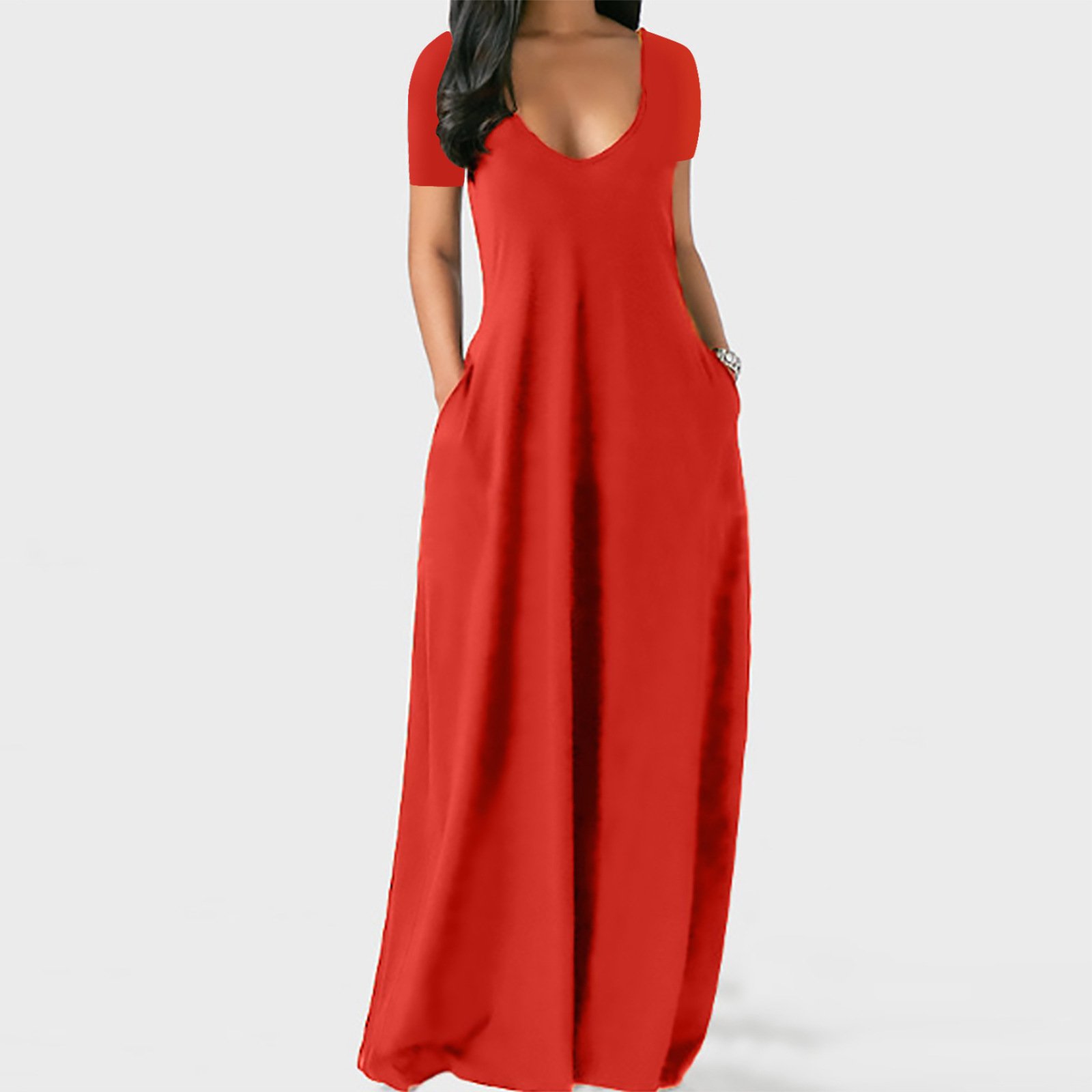 Fashion Summer Maxi Dress Women's Printed Sundress Casual Short Sleeve Vestidos Female High Waist Robe Femme Plus Size