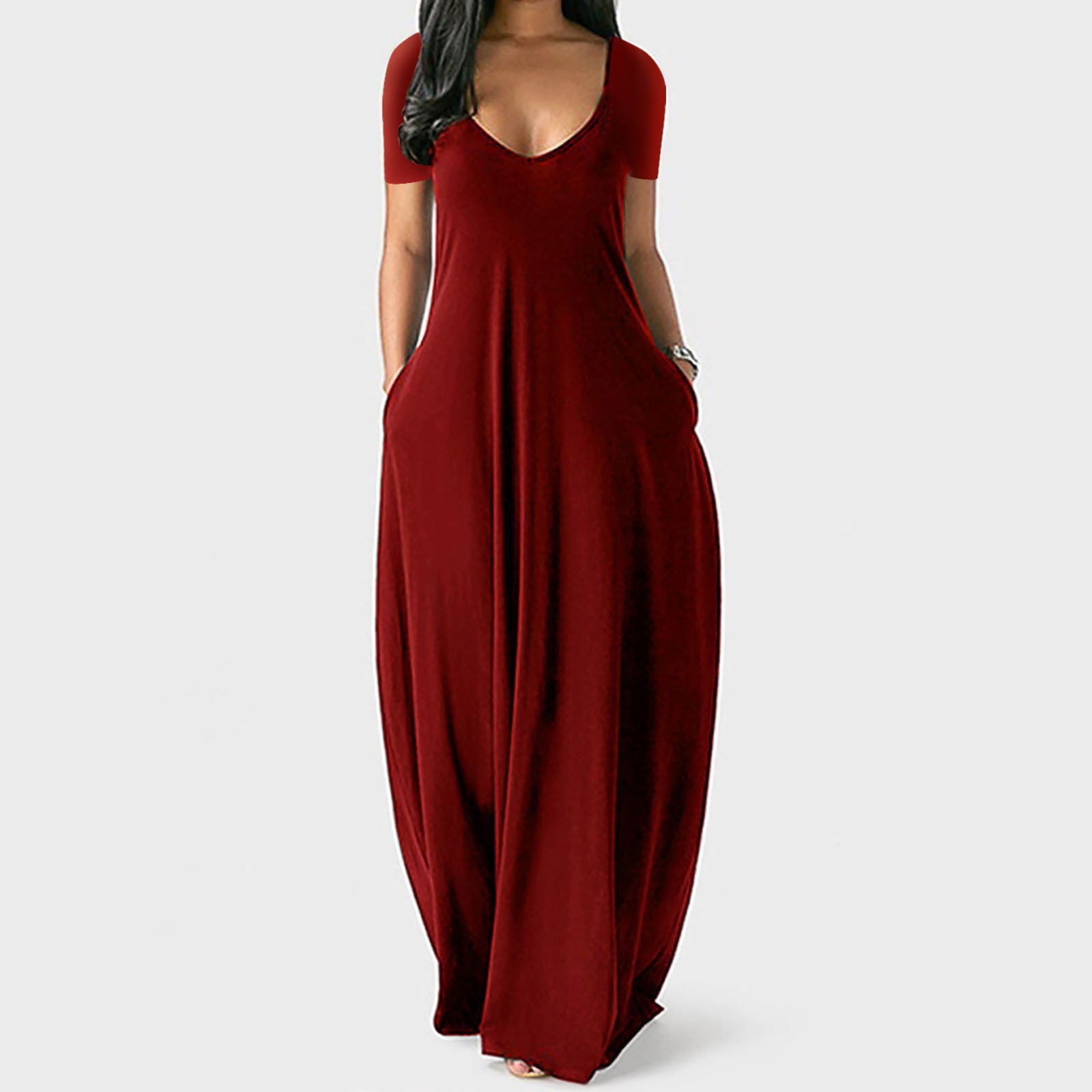 Fashion Summer Maxi Dress Women's Printed Sundress Casual Short Sleeve Vestidos Female High Waist Robe Femme Plus Size