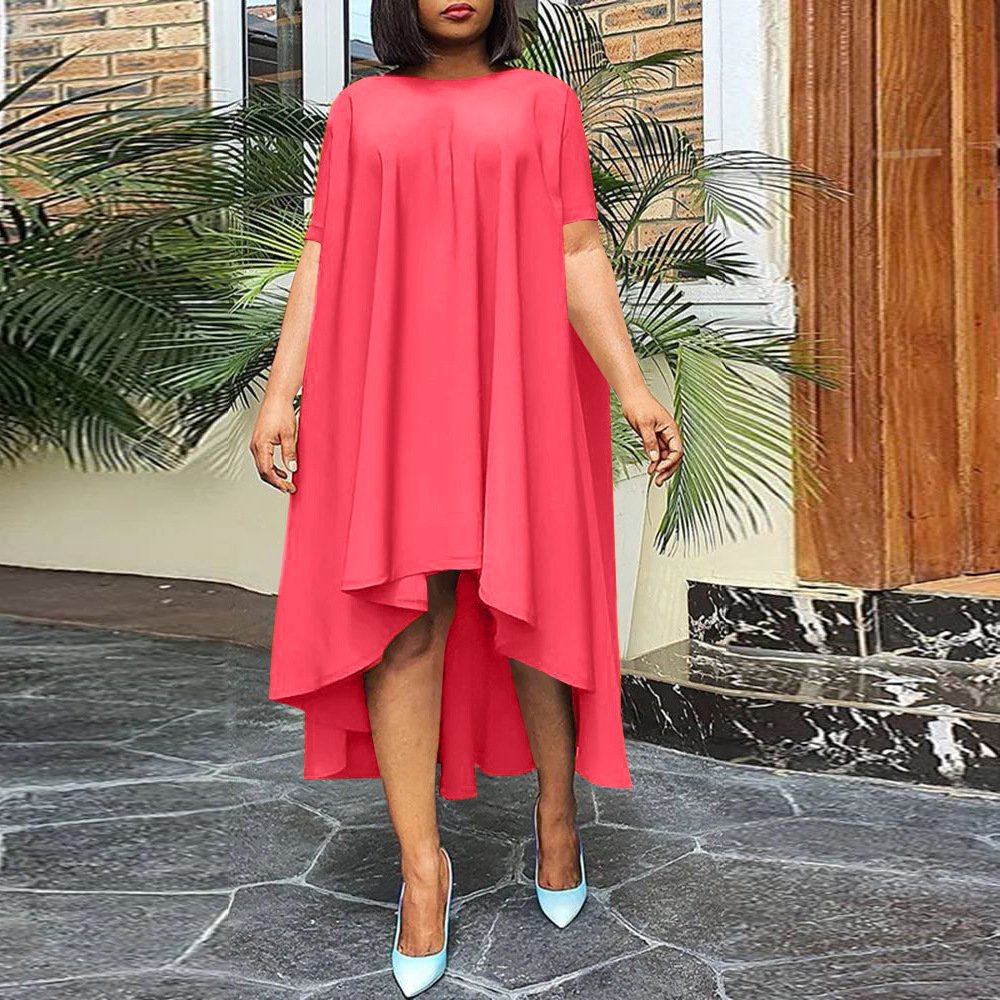 New Hot Selling Irregular Casual Dresses For Chubby Blue Long Summer Midi Dresses Women 2024