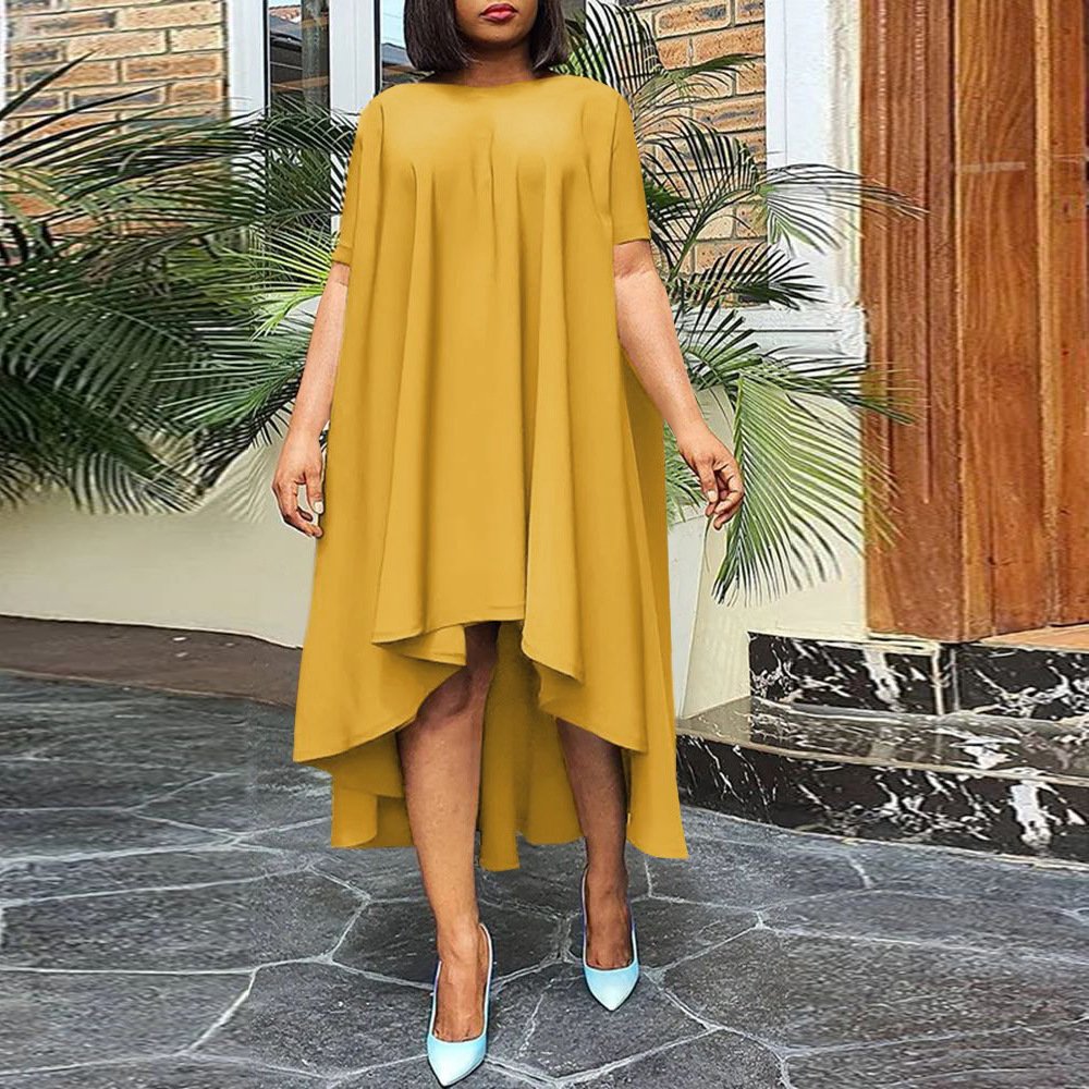 New Hot Selling Irregular Casual Dresses For Chubby Blue Long Summer Midi Dresses Women 2024