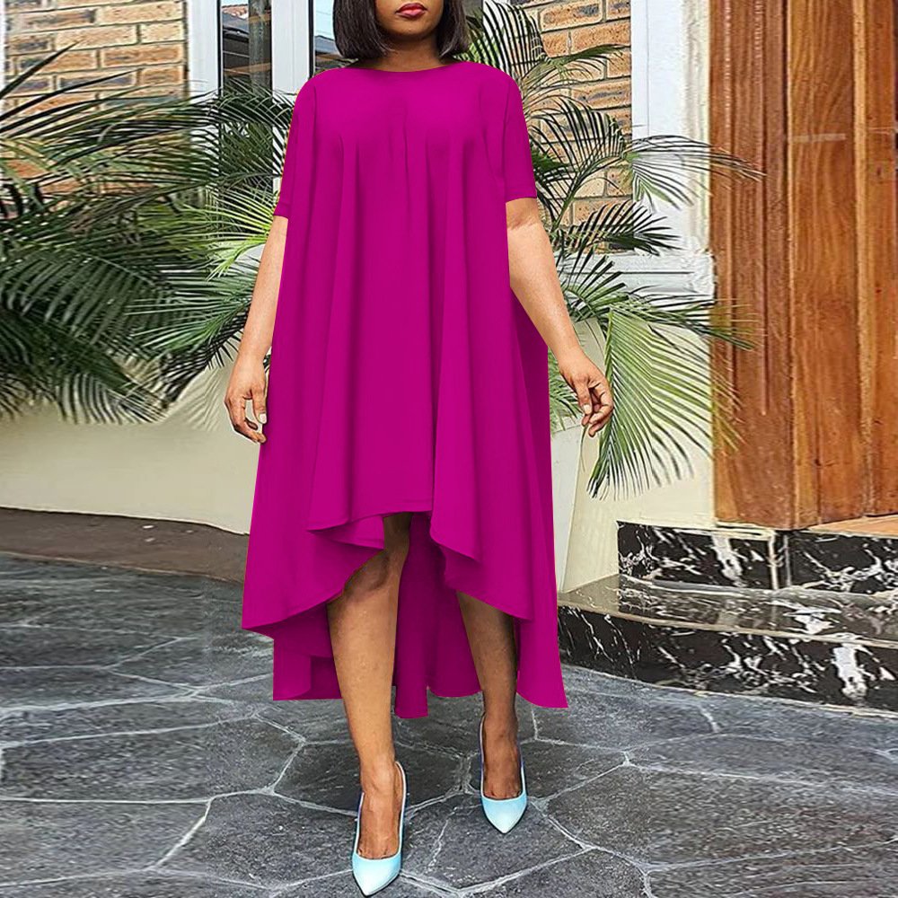 New Hot Selling Irregular Casual Dresses For Chubby Blue Long Summer Midi Dresses Women 2024