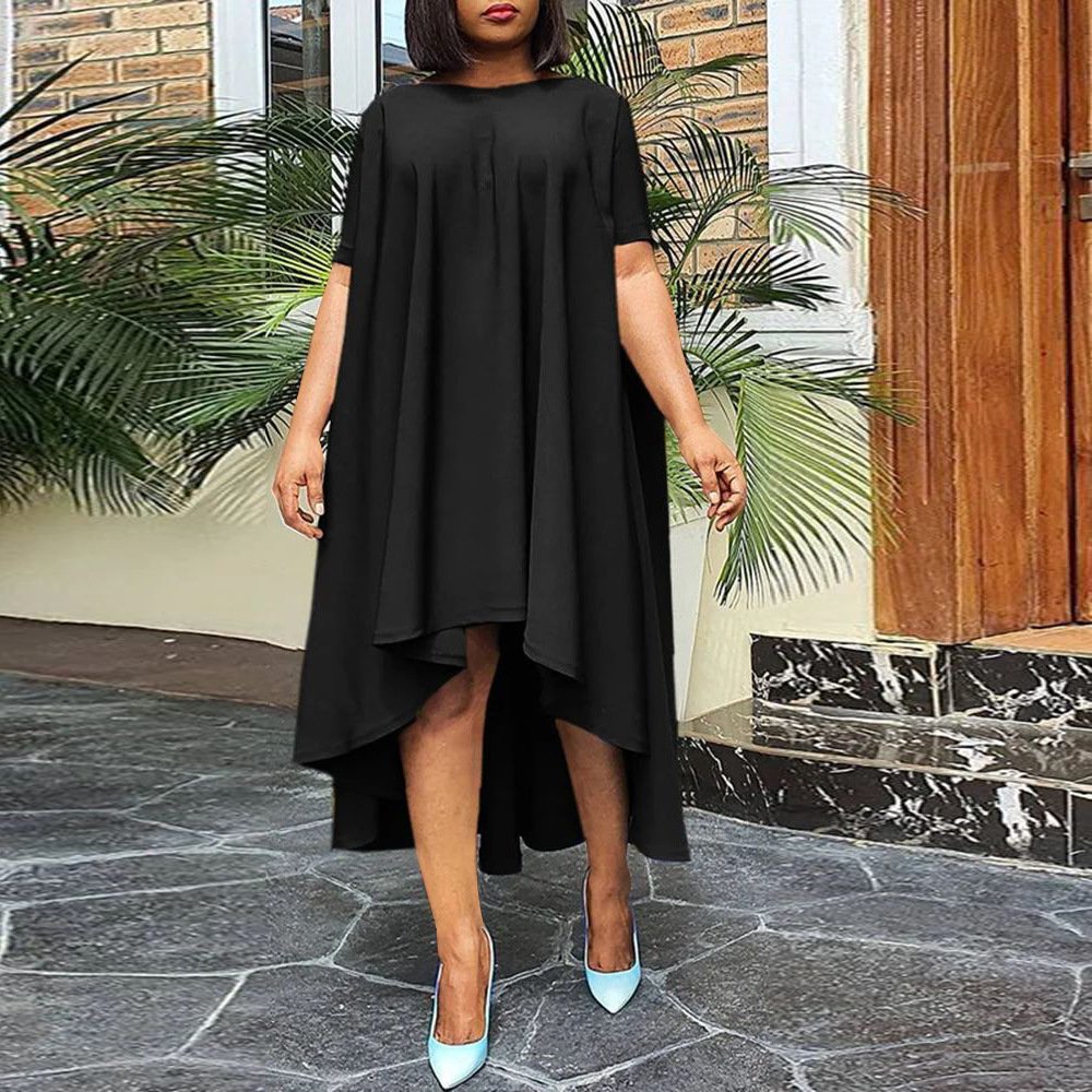 New Hot Selling Irregular Casual Dresses For Chubby Blue Long Summer Midi Dresses Women 2024