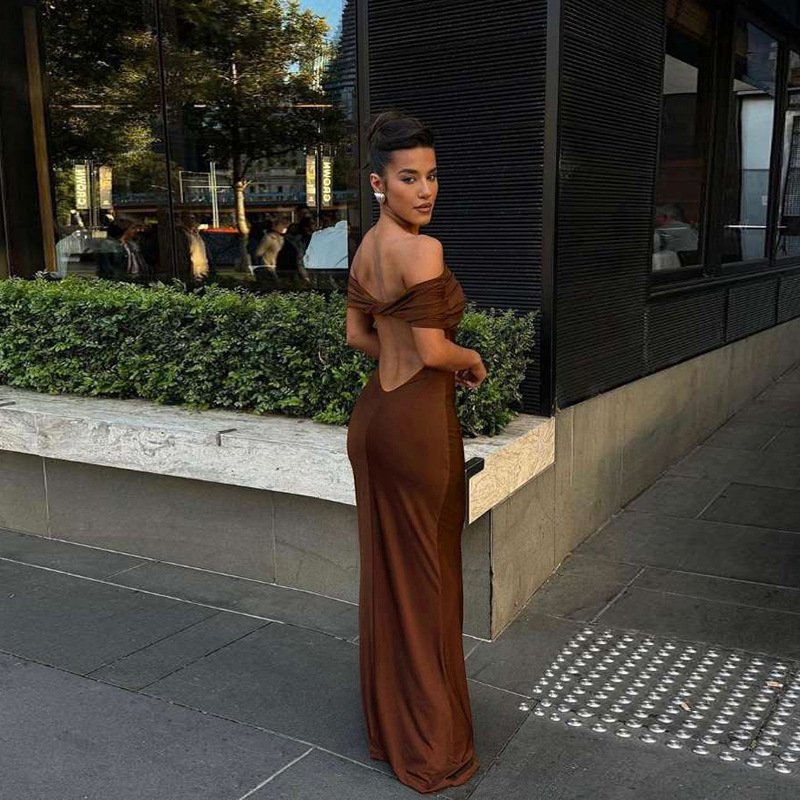2024 New Design Ladies Temperament Dresses Spring Summer One Shoulder Open Backpack Hip Sexy Women Party Dress