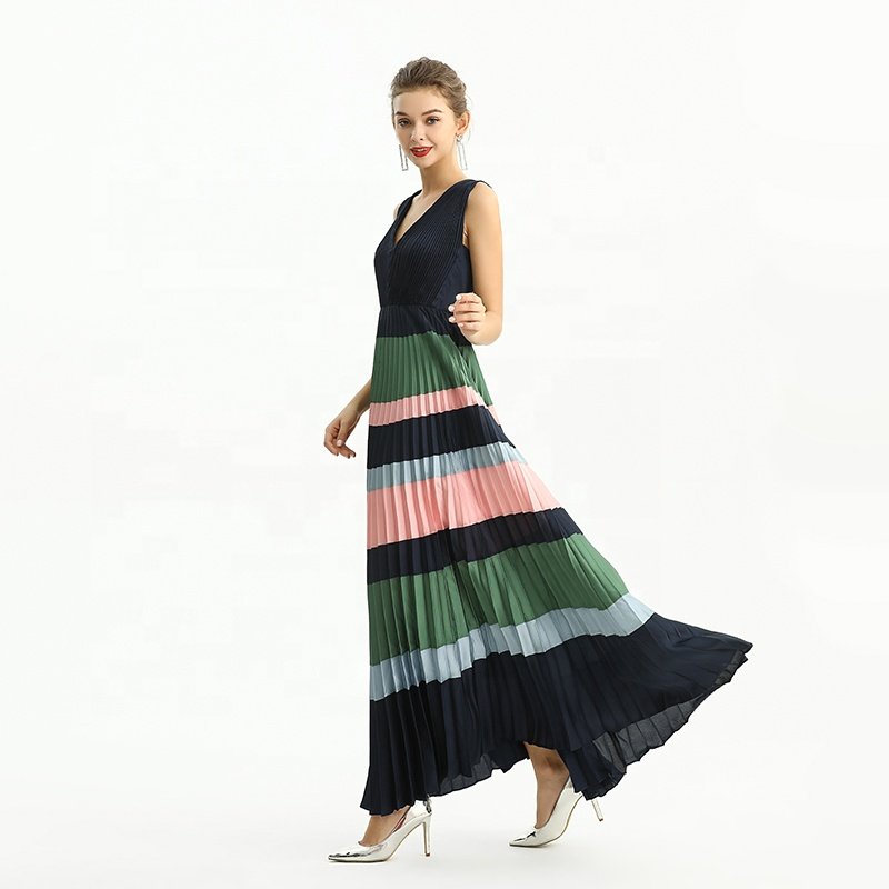 ND198 custom odm oem Plus Size Women's Fashion pleat Maxi Women casual dress factory
