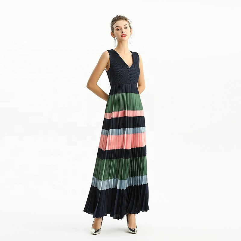 ND198 custom odm oem Plus Size Women's Fashion pleat Maxi Women casual dress factory