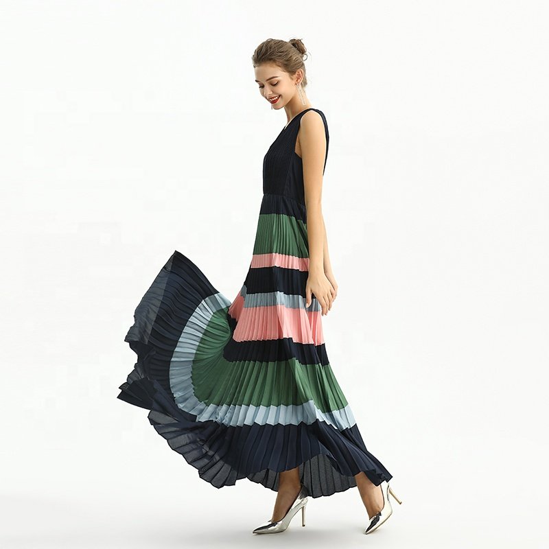 ND198 custom odm oem Plus Size Women's Fashion pleat Maxi Women casual dress factory