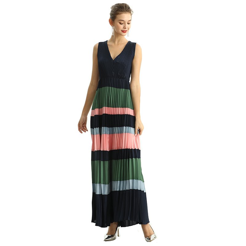 ND198 custom odm oem Plus Size Women's Fashion pleat Maxi Women casual dress factory