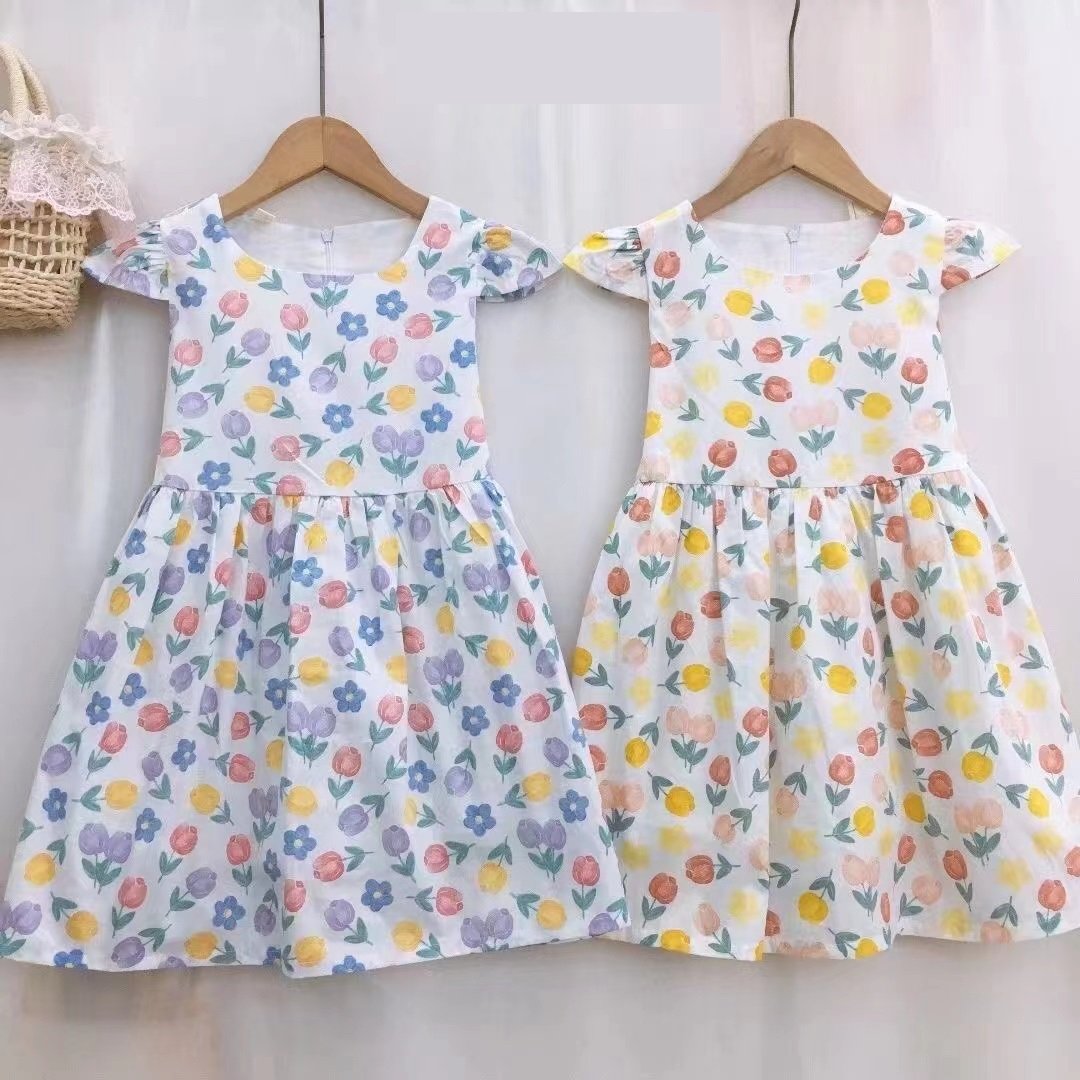 Wholesale New 100% Cotton Kids Print Dresses Comfortable with Breathable Casual Dresses for Girls