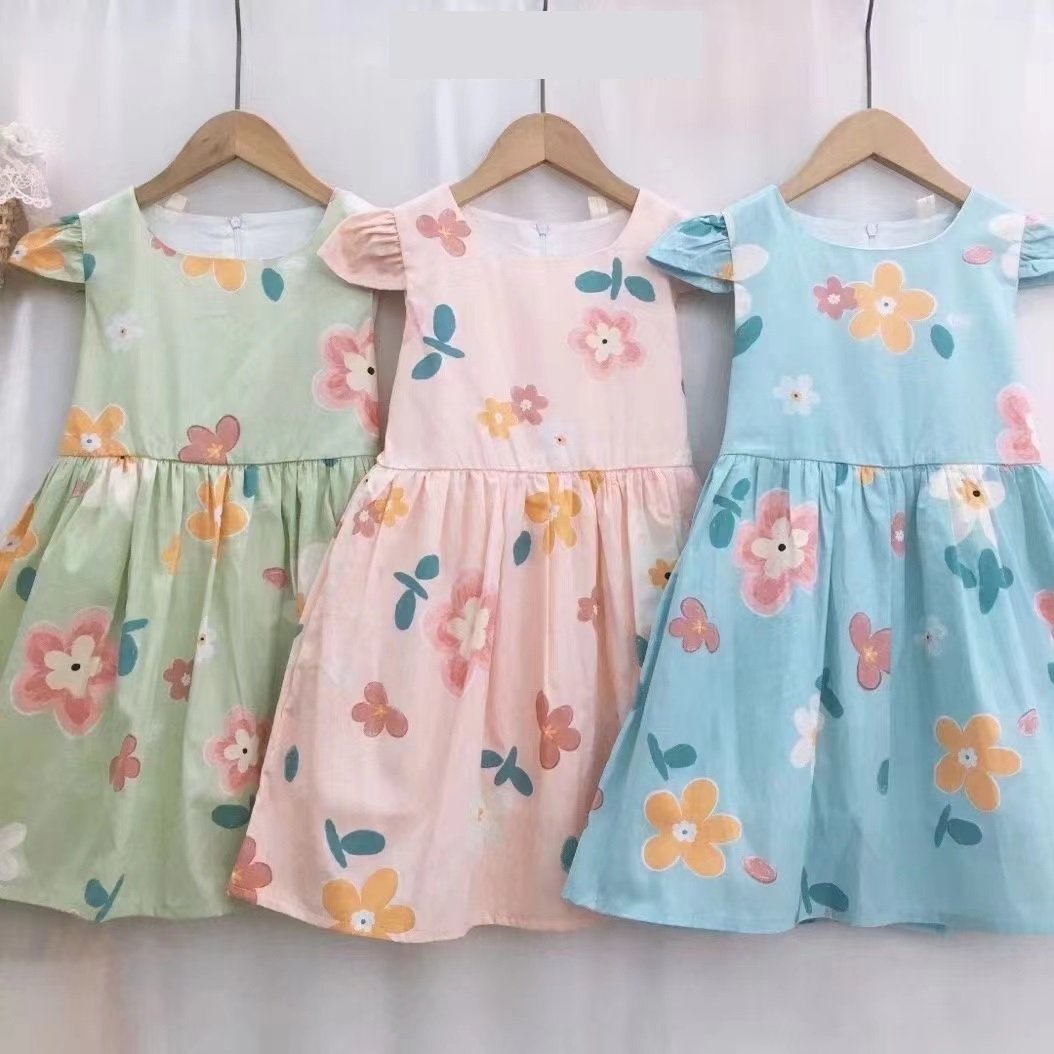 Wholesale New 100% Cotton Kids Print Dresses Comfortable with Breathable Casual Dresses for Girls