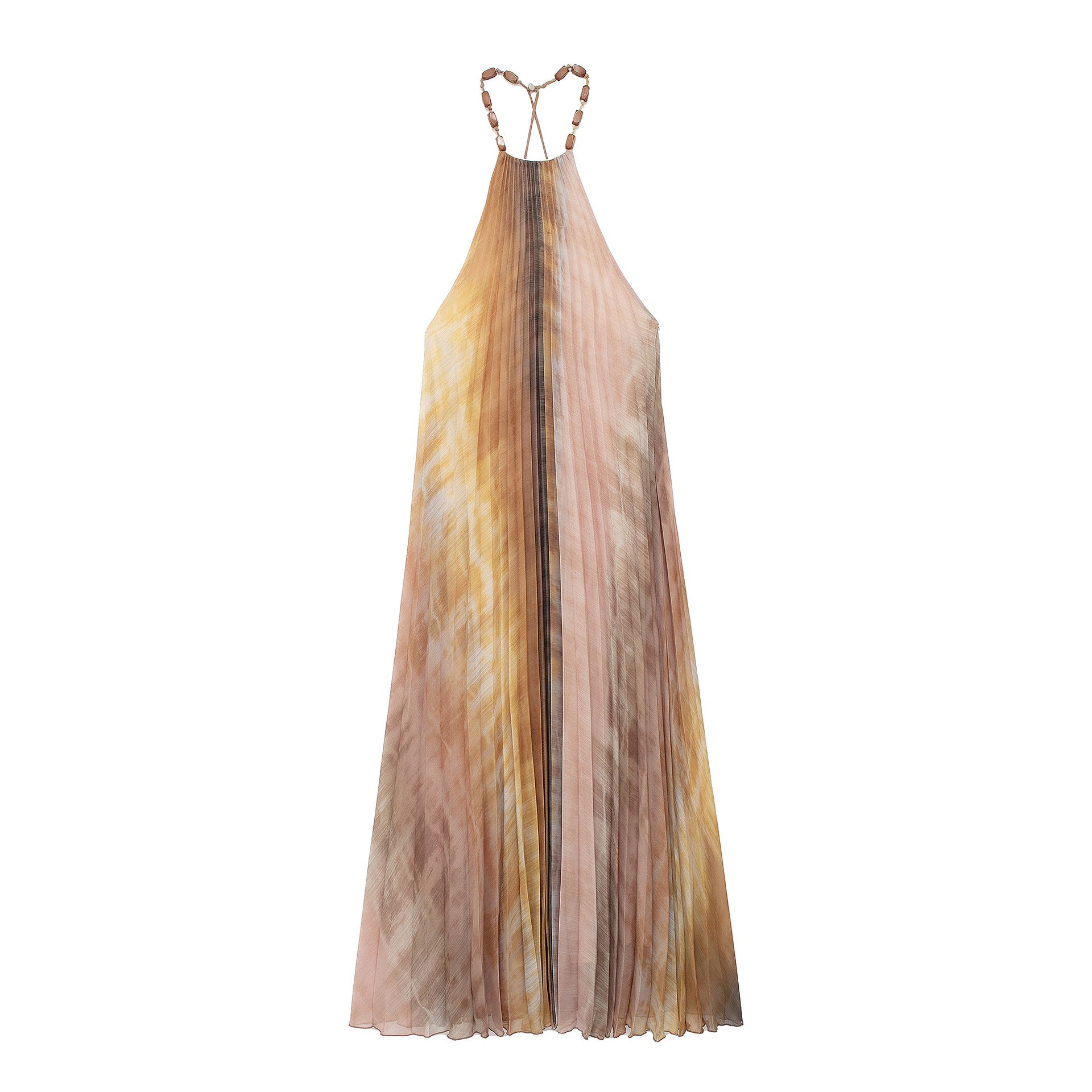 GX6096 Fashion Summer 2024 Solid Color Sleeveless Casual Long Women's Dress Halter Tie Dye Printed Maxi dress