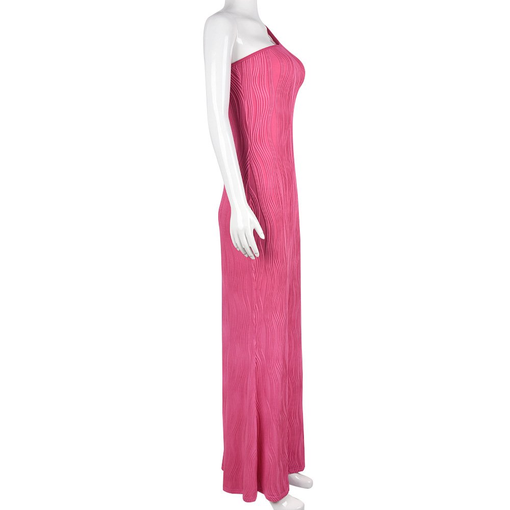 New Arrival Designs Women Rose Red Sleeveless Fancy Maxi Dress for Party Wear One Shoulder Fishtail Casual Dress