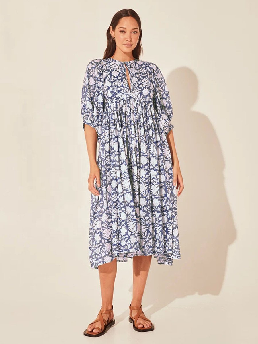 Hot selling new fashion women's clothing fitting floral midi summer boho dresses women beach casual dresses