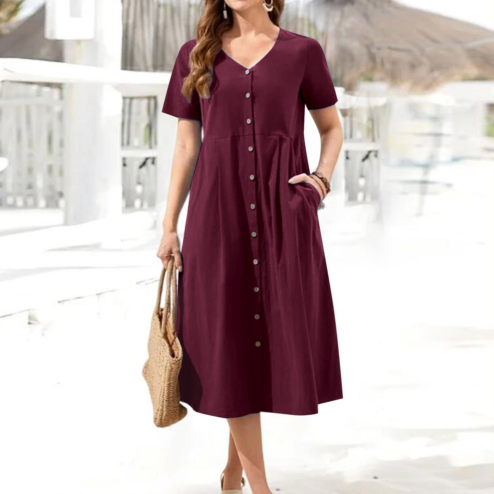 Casual Dress Print Women Short Sleeve Custom OEM Women Dress