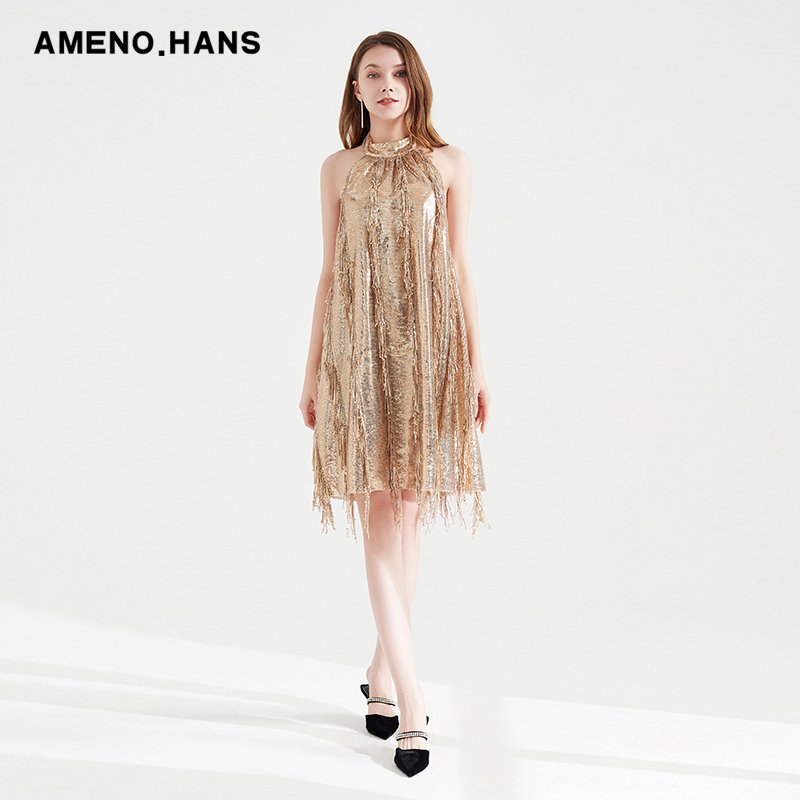 New Arrivals Dresses Women Casual Summer Gold Sexy evening dresses