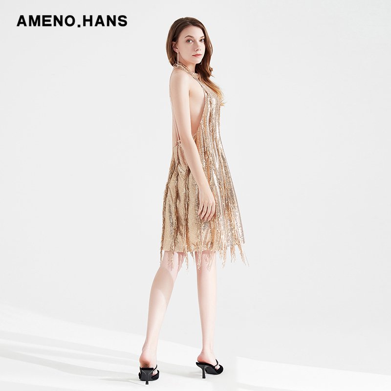 New Arrivals Dresses Women Casual Summer Gold Sexy evening dresses
