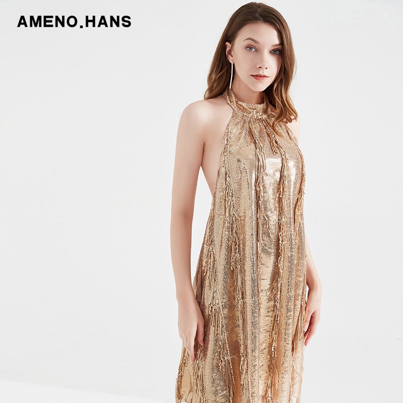 New Arrivals Dresses Women Casual Summer Gold Sexy evening dresses