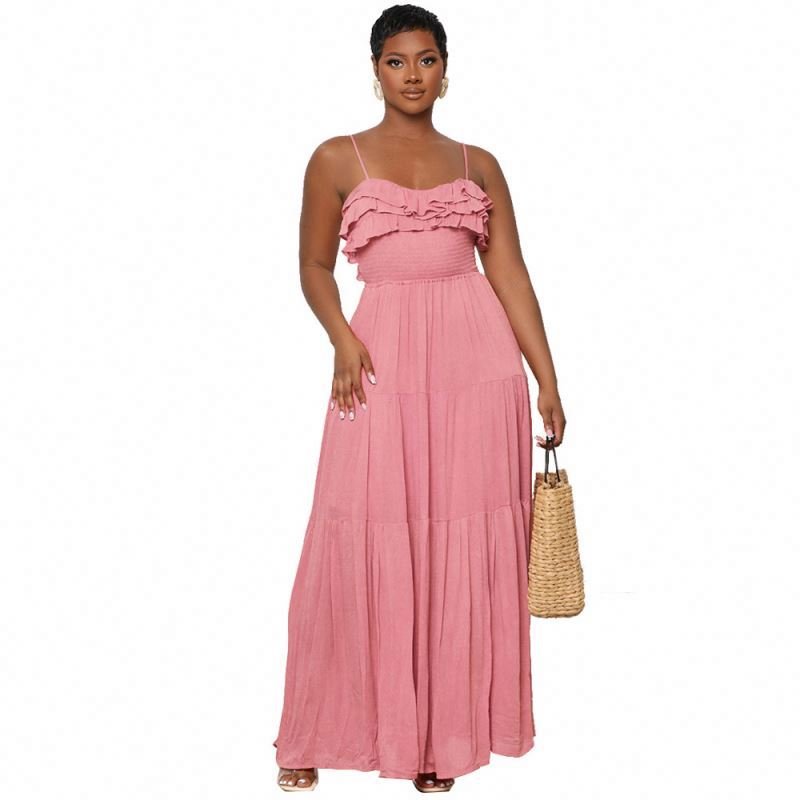 Casual Summer 2024 New Arrivals Sleeveless Mushroom Edge Backless Bow Tie Women'S Maxi Dress