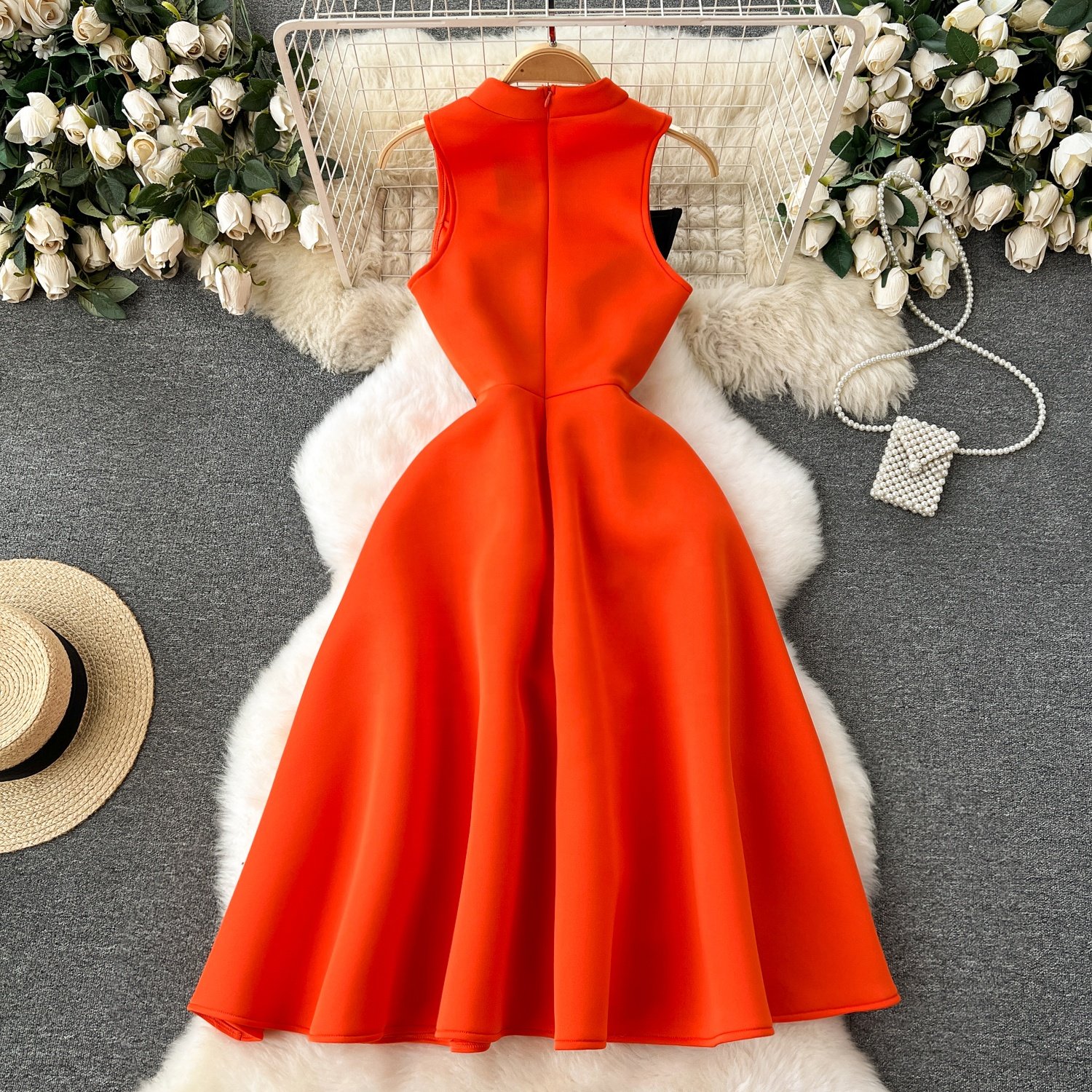 Europe And The United States Senior Sense Of Dress Color-Blocking Bow Plus Size Evening Gown Dresses