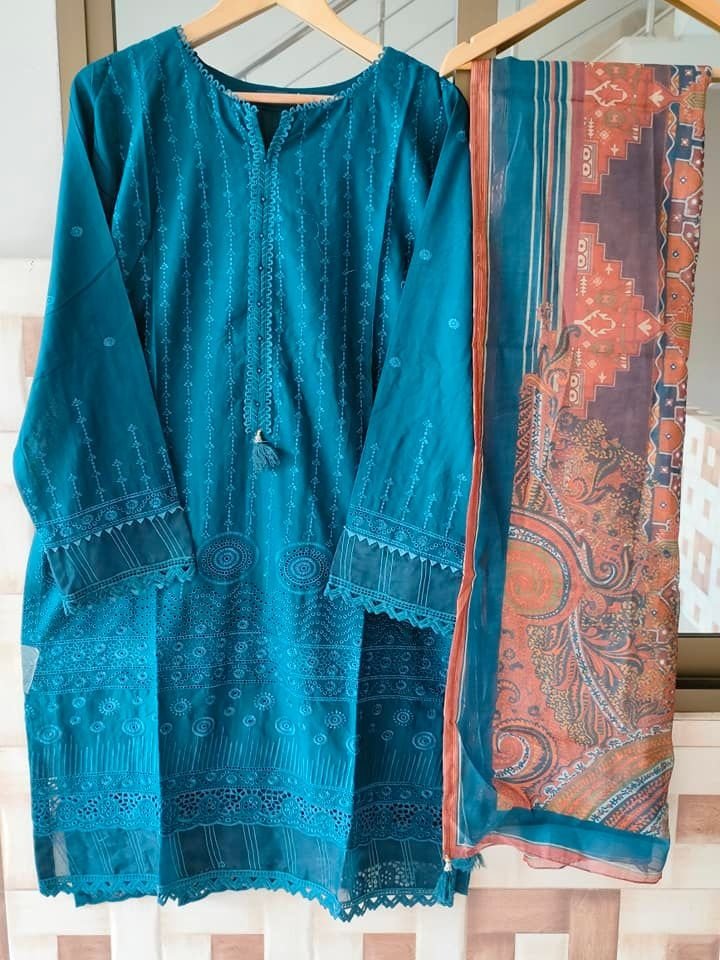 Pakistani Women's Casual Wear Dresses Ready To Wear 3 Piece dress Sadabahar Chikan kari Collection