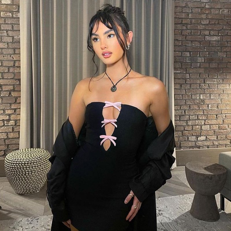 Tight Dresses Y2K Black Strapless Tube Sexy And Cute Dress Women Strapless Short Dresses 2023