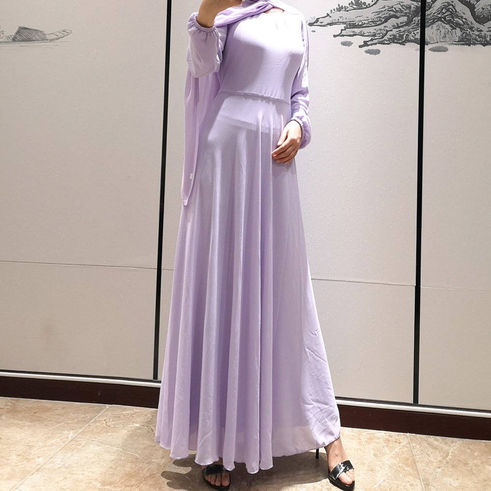Abaya Muslim Dresses Dubai Modern Prayer Plus Size Abaya Designs Soft Chiffon Abaya Solid Colours Swing crew neck Dresses