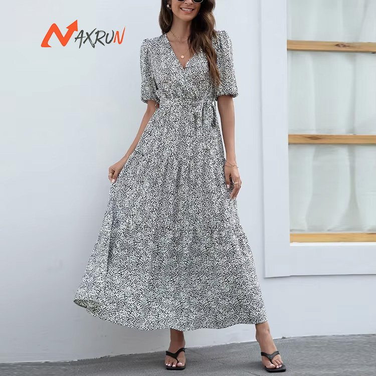 OEM manufacturer fashion wholesale ladies floral printed casual maxi women dresses