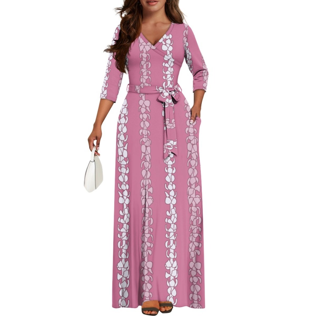 Custom Clothing Manufacturers Womens Clothing Kalikimaka Flower Fashionable And Casual Ladies V-Neck Long Dress Print On Demand