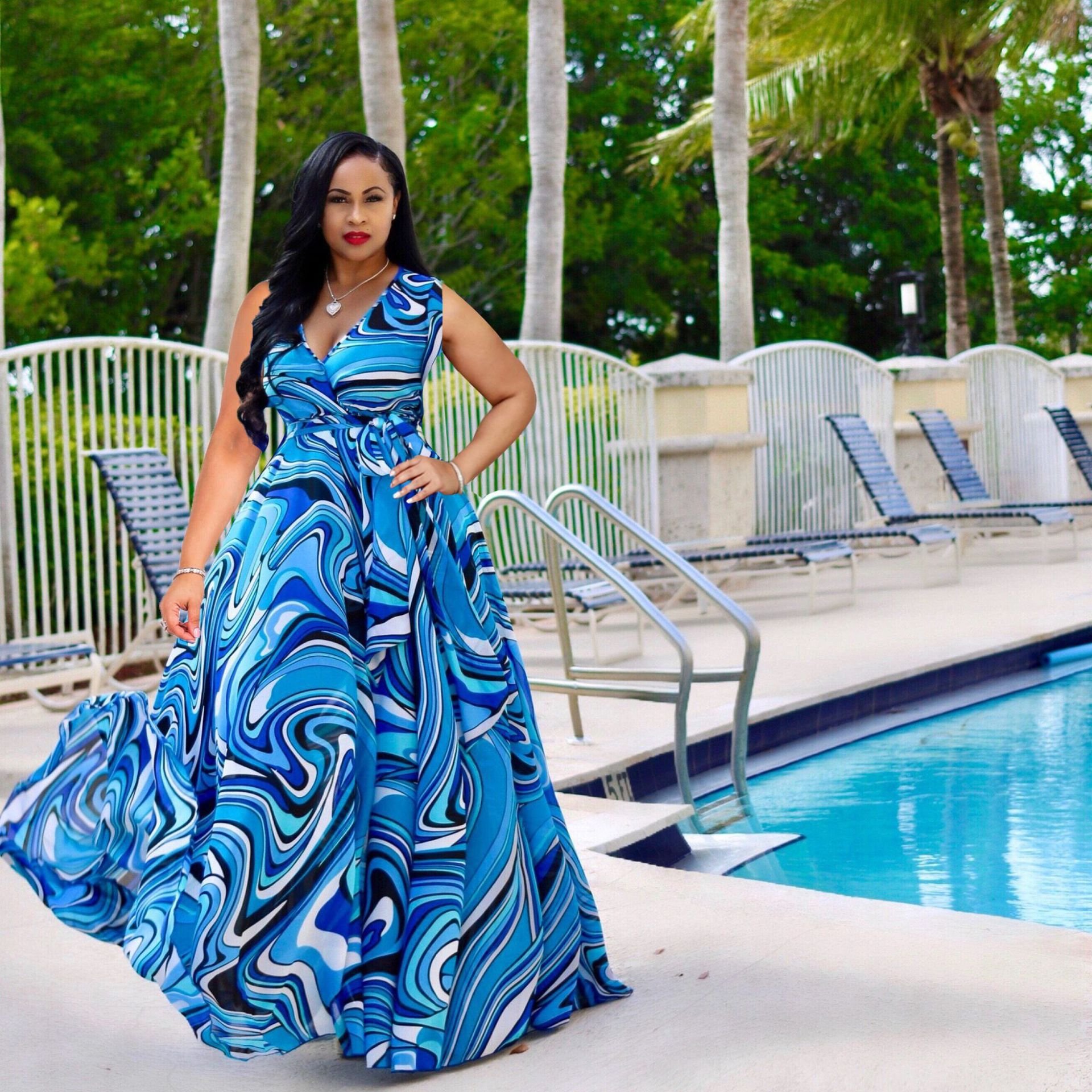 Wholesale floral printed A Line sleeveless V neck maxi dresses plus size 5Xl woman casual dress